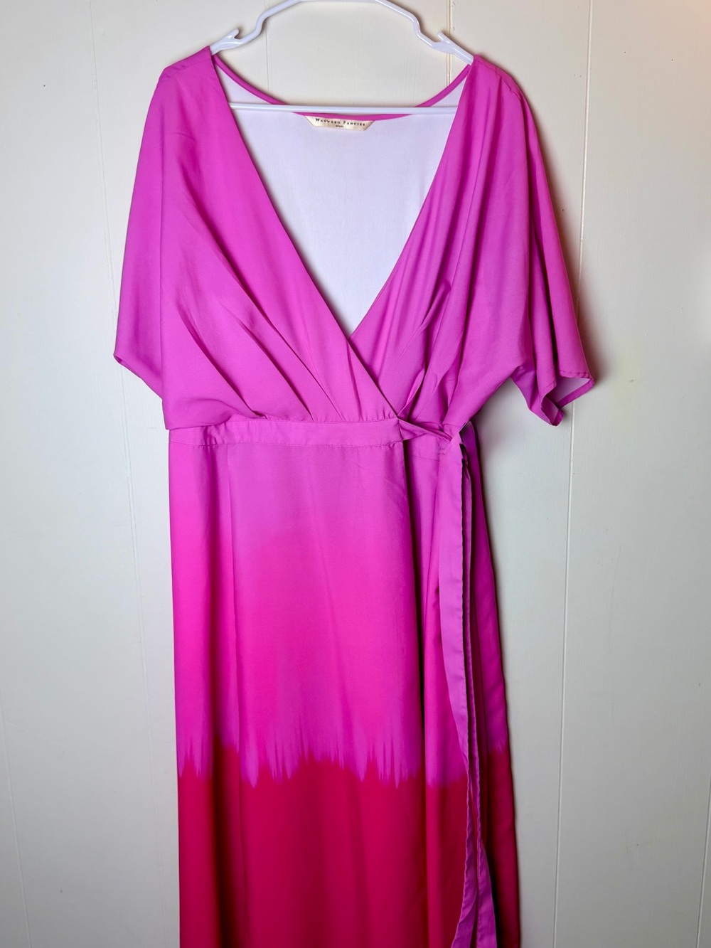 eshakti Hot Pink Ombre Wrap Midi Dress